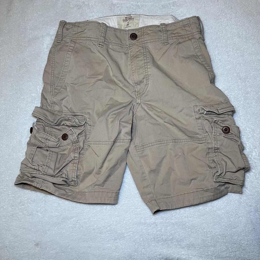 Hollister Cargo Shorts Mens Size 30 Beige Classic Cargo Fit Cotton Canvas
